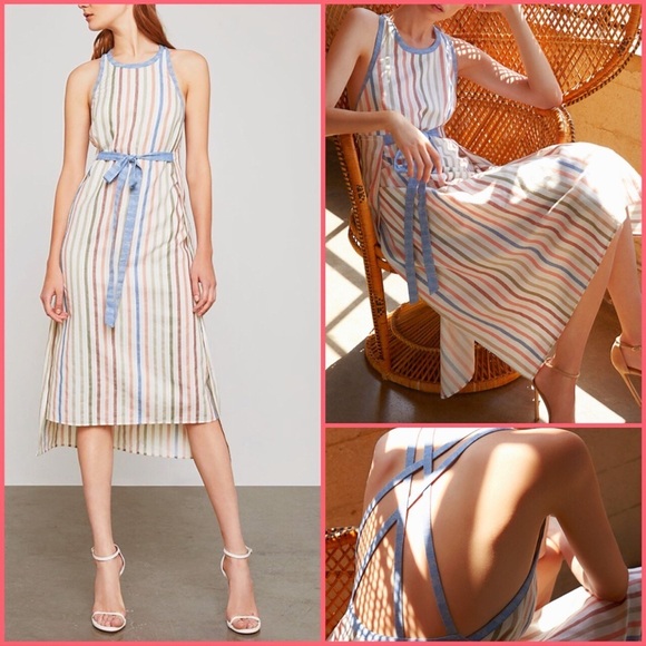 BCBGMaxAzria Blue Multi Striped Sleeveless Dress - Picture 9 of 12